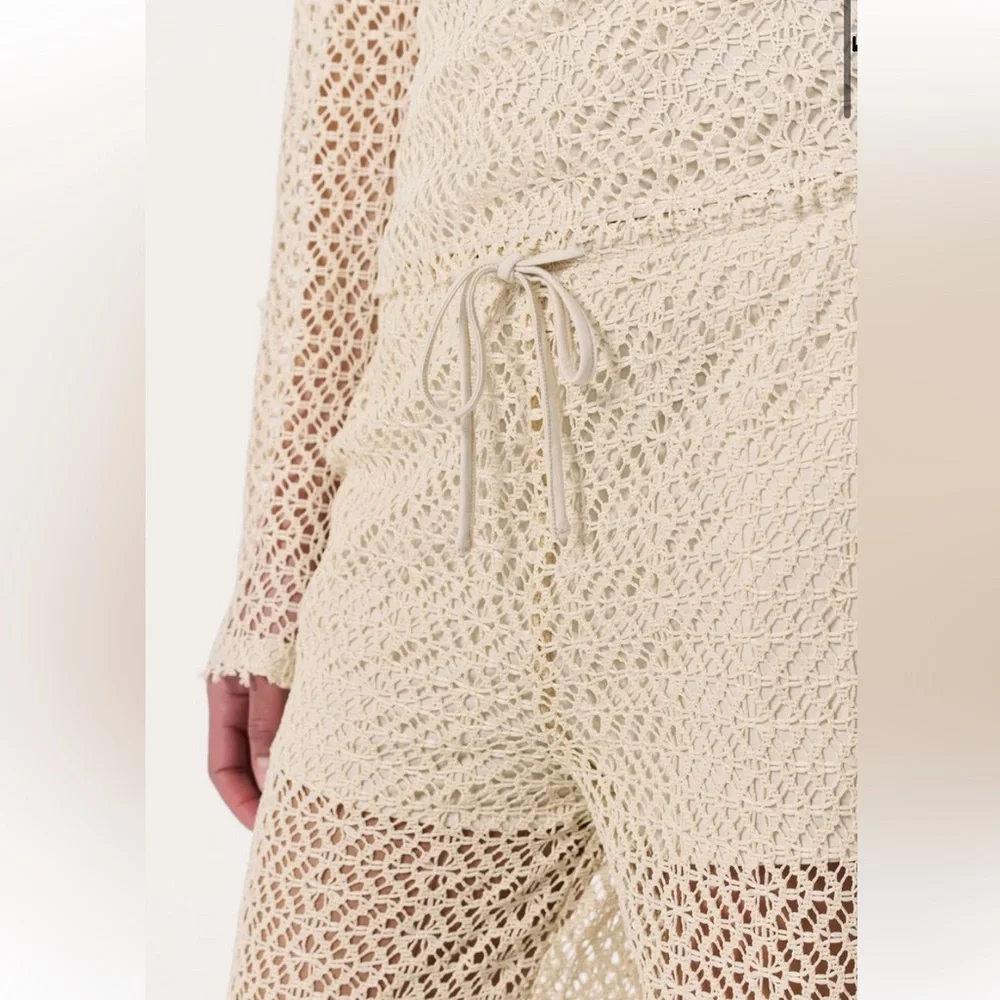 NWT $278 Rag & Bone Cream Crochet Wide Leg Pants Liv  Mesh Turtledove Size XS - Picture 8 of 14